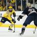 Michigan sophomore right wingman Zach Hyman skates with the puck in the game against Notre Dame on Friday. Daniel Brenner I AnnArbor.com